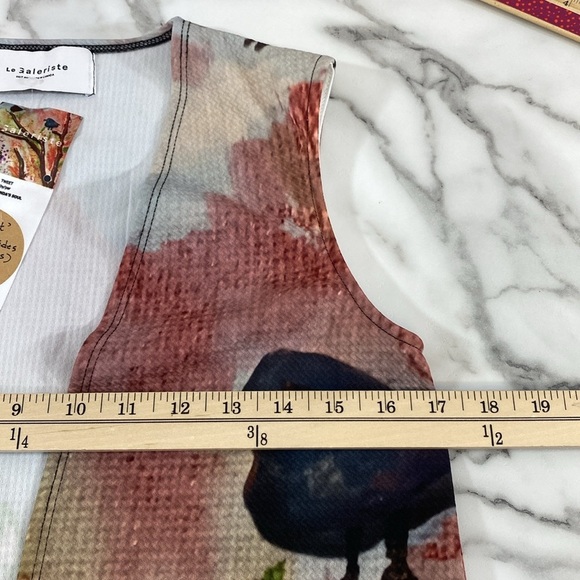 Le Galeriste Tweet Vest Cardigan Wearable Art Women Small Pink Purple Sleeveless - Picture 11 of 12